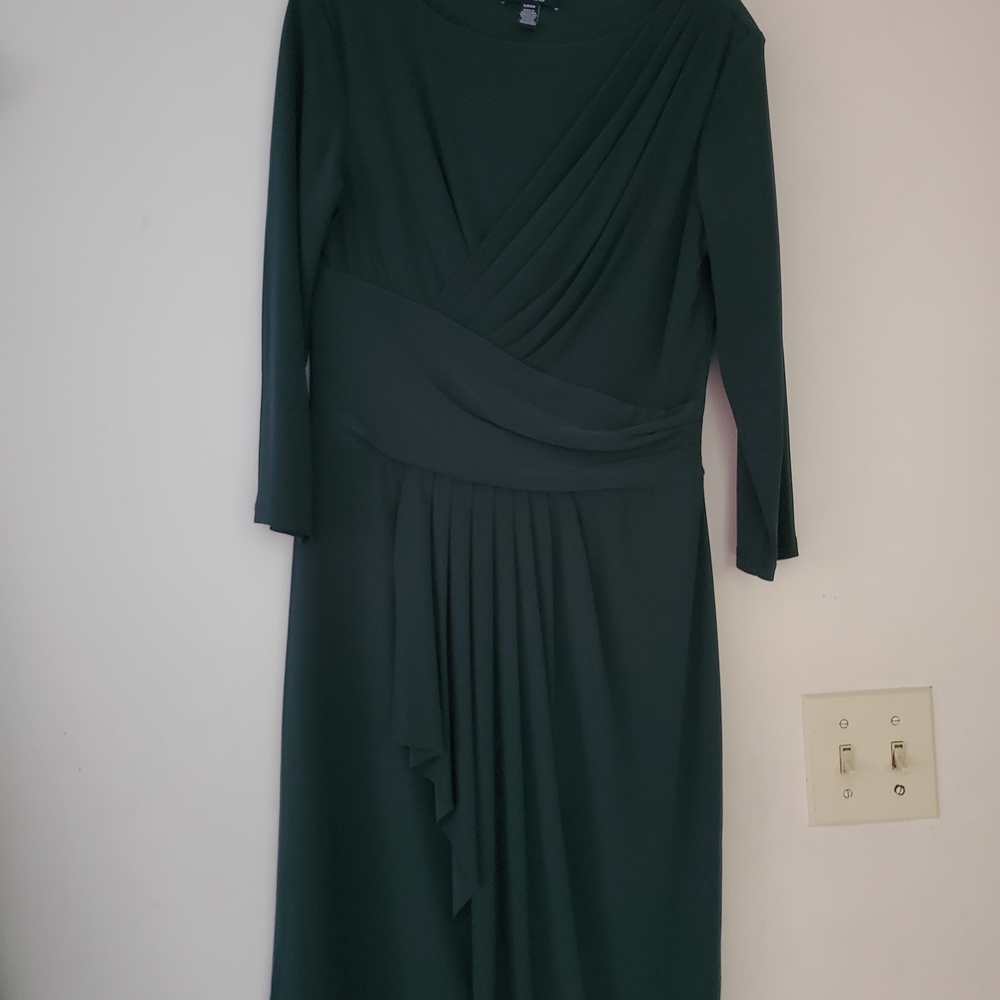 Chaps Dark Green Long Sleeve Dress